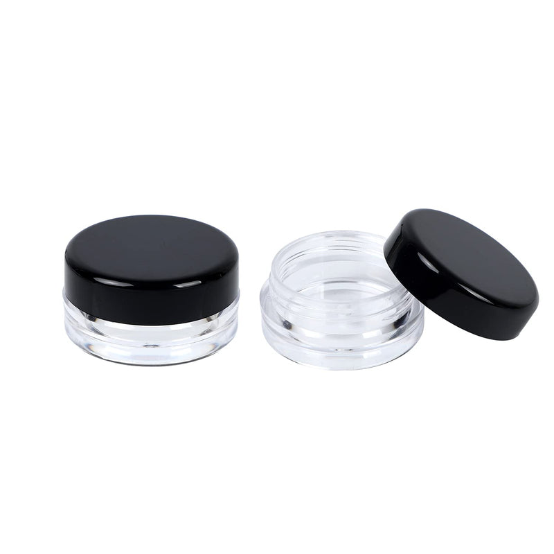 [Australia] - Houseables 3 Gram Jar, 3 ML, Black, 50 Pk, BPA Free, Cosmetic Sample Empty Container, Plastic, Round Pot, Screw Cap Lid, Small Tiny 3g Bottle, for Make Up, Eye Shadow, Nails, Powder, Paint, Jewelry 50 Count 