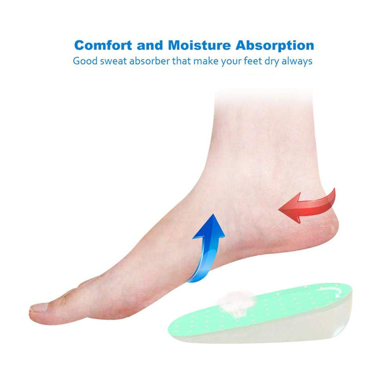 [Australia] - TMISHION Magnifying Insoles, 1 Pair Silicone Gel Adhesive Insoles Height Increase Orthopedic Foot Arch Support Heel Shoes 2.5cm Green 