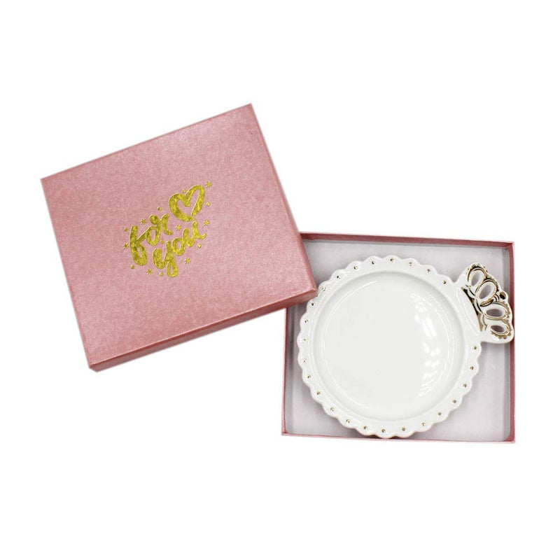 [Australia] - mossty Bathroom Jewelry Tray Diamond Ring Holder Porcelain Trinket Organizer Earrings Storage Case Gift for Birthday Christmas Wedding Crown 