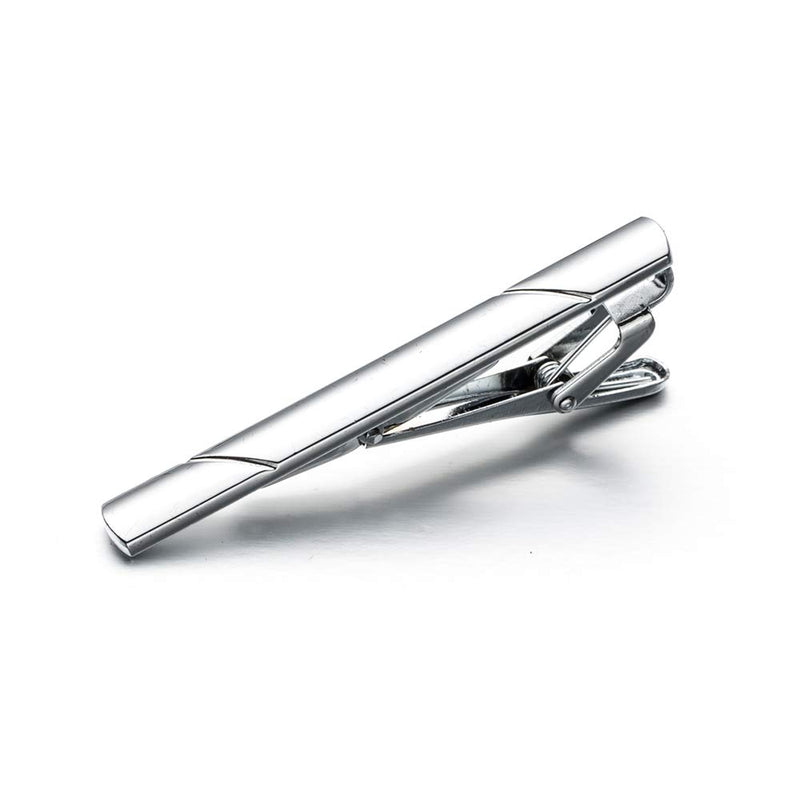 [Australia] - URKEY Tie Bars for Men Skinny Regular Necktie, Length 1.5 Inch-2.3 Inch, Tie Clips Set in Gift Box polished silver 