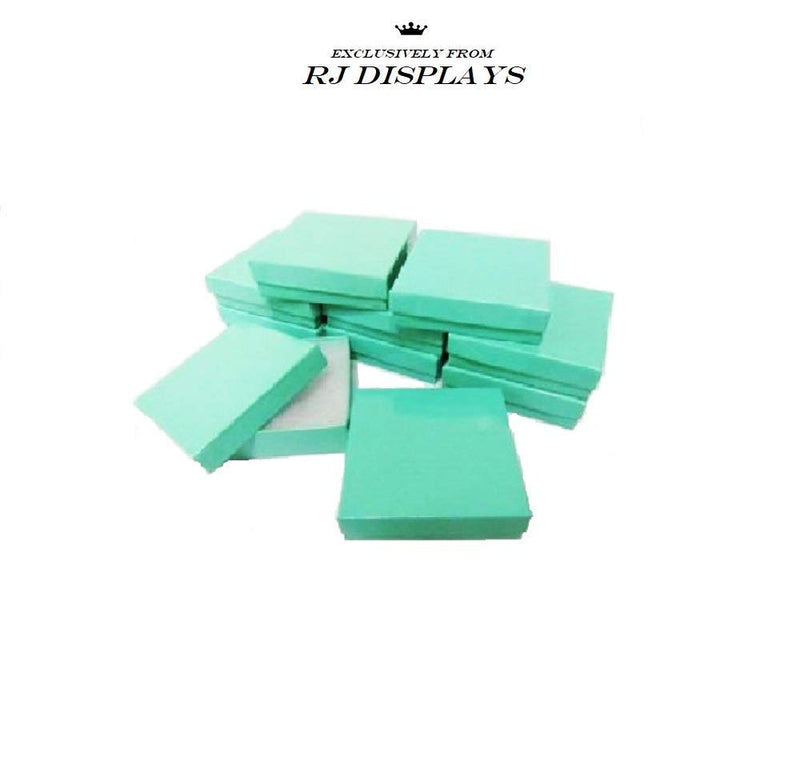 [Australia] - 20 Pack Cotton Filled Teal Blue Color Jewelry Gift and Retail Boxes 3 X 3 X 1 Inch Size by R J Displays 