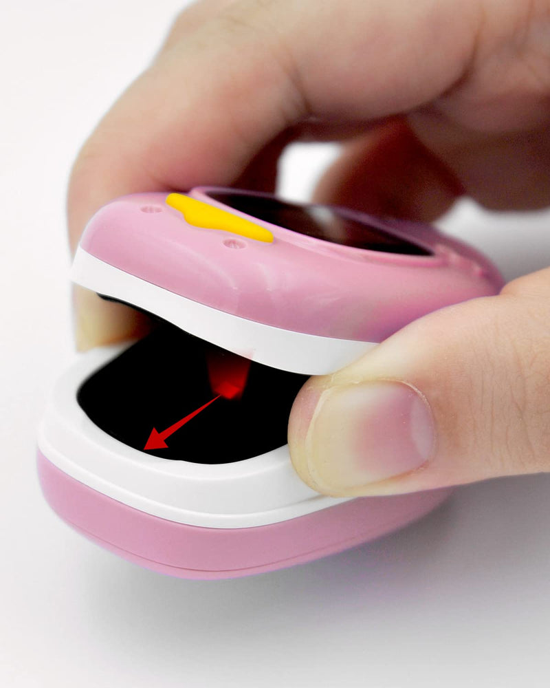 [Australia] - Child Pulse Oximeter, Oxygen Monitor for Kids Baby and Blood Oxygen Saturation Heart Rate Monitor with Automatic Shut-Down, One Directions OLED Display, Include 2 X AAA Batteries Pink 