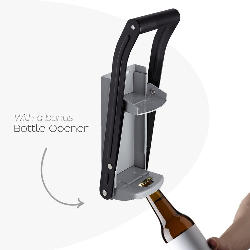 [Australia] - Straame Can Crusher for Beer 16oz/500ml, Wall Mounted Recycling Can Tool with Bottle Opener and Rubber Non-Slip Grip Handle Heavy Duty and Easy Set Up 