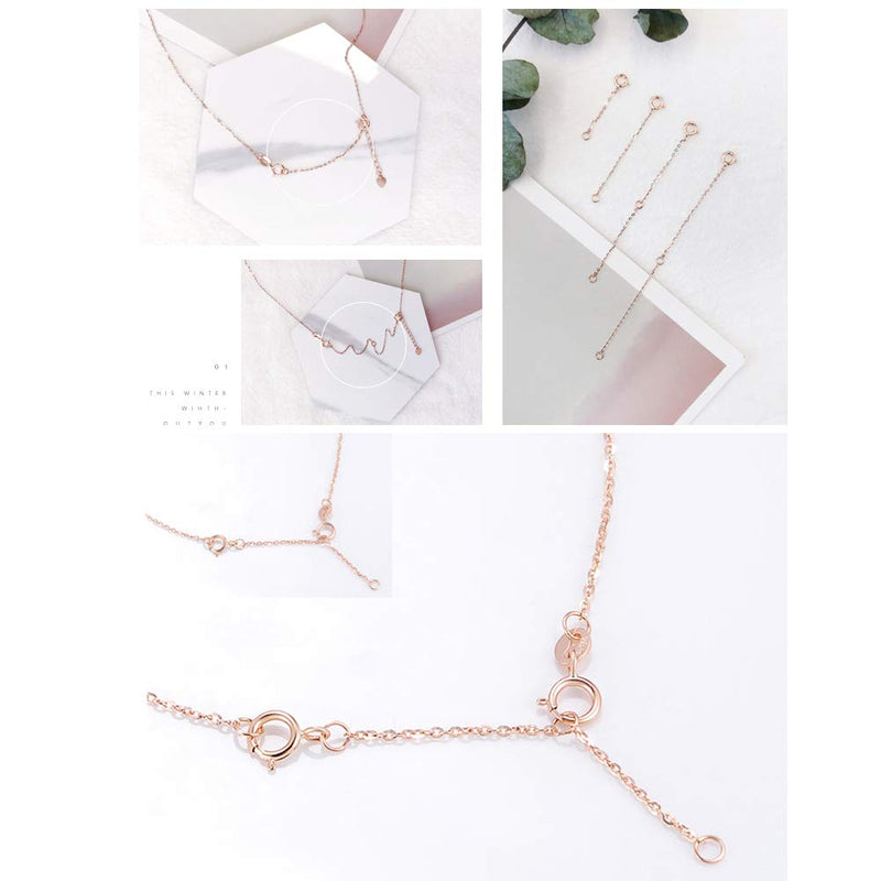 [Australia] - LONAGO 3 Pieces 925 Sterling Silver Necklace Extender Chain Bracelet Anklet Extension Set Adjustable Length, 2"+4"+6" rose-gold-plated-silver/2"+4"+6" 