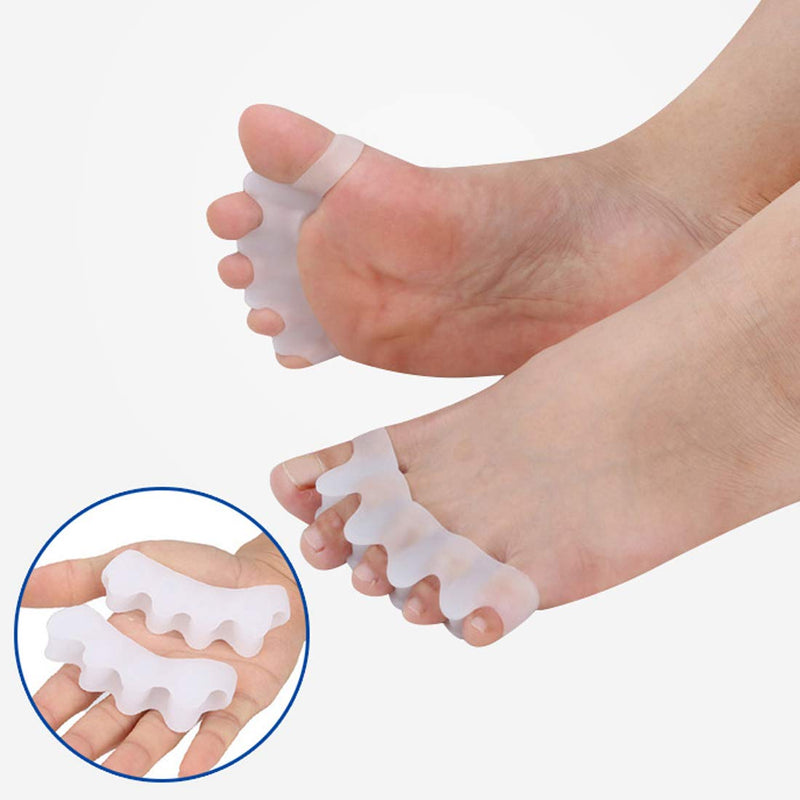 [Australia] - Yoga Gel Toe Separators, Toe Stretcher, Toe Straightener Spreader, Silicone Toe Spacers Foot Pain Relief, Gel Bunions Corrector, Toe Separators for Hammer Toe, Overlapping Toes, Hallux Valgus, 2 Pairs White 