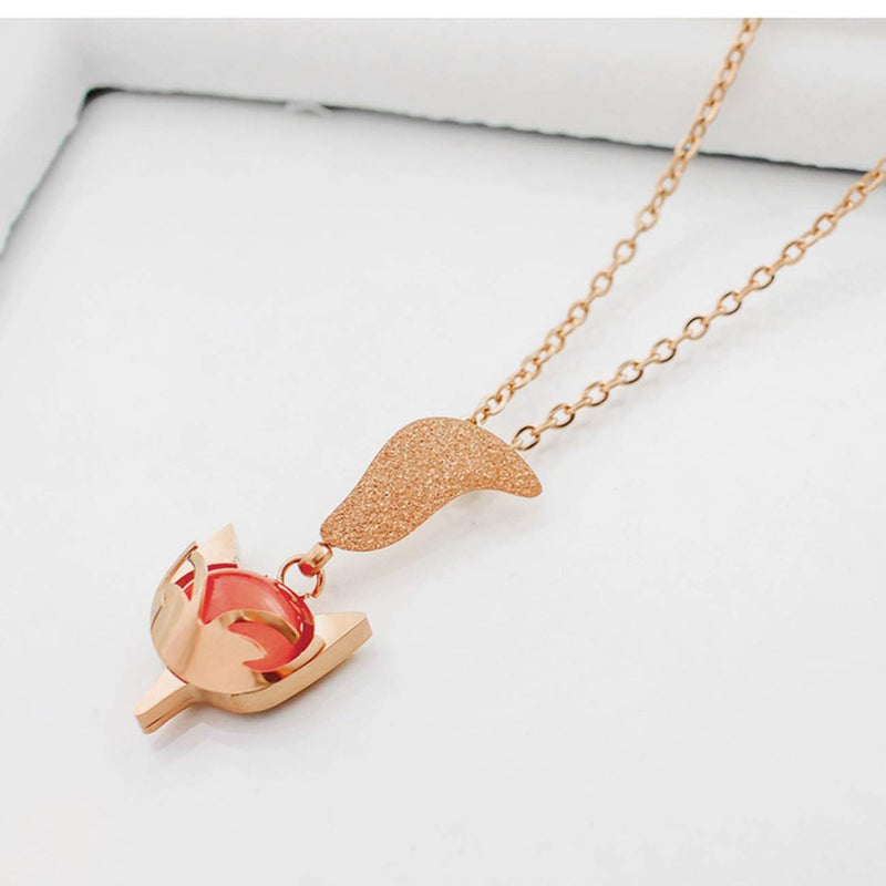 [Australia] - Lullabb Women Owl Pendant Choker Necklace Stainless Steel CZ Crystal Charms Love Animal Jewelry for girls in Gift Box Fox Plated Rose Gold 