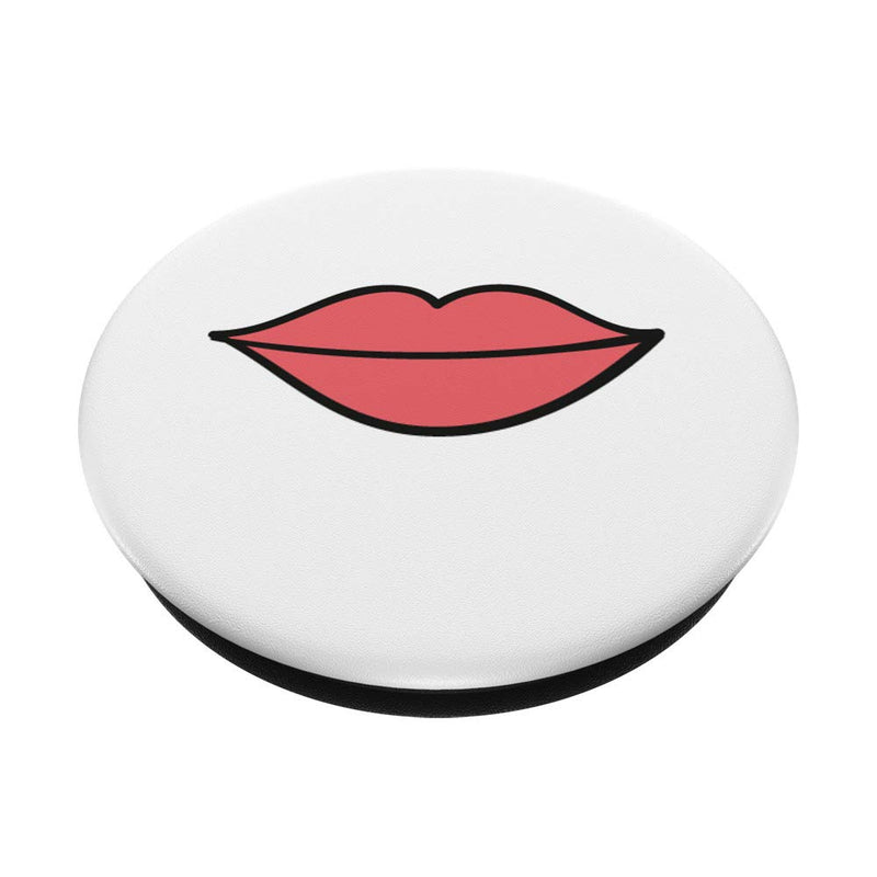 [Australia] - Lipstick Retro Pop Art Style For Makeup Lovers MUA White PopSockets Grip and Stand for Phones and Tablets Black 