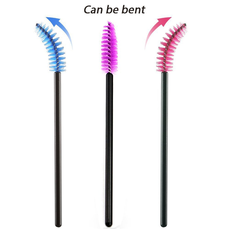 [Australia] - 300 Pcs Mascara Wands Multi-colored Eyelash Brushes Lash Extensions Makeup Brush Tool Bulk, Black Handle (Black Handle-Mix-300pcs) Black Handle-Mix-300pcs 