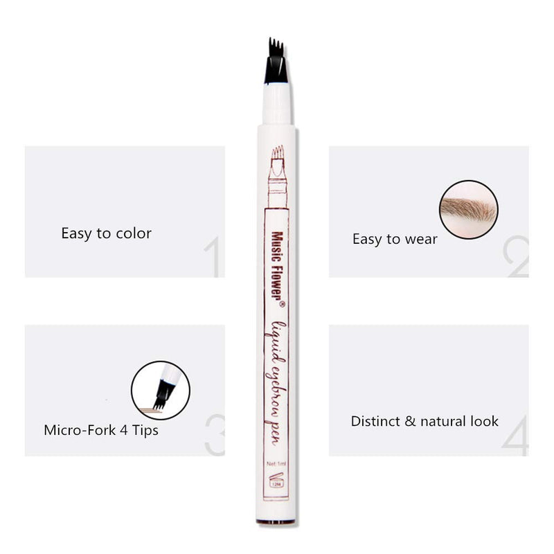 [Australia] - Eyebrow Pen,MoonKong 4 Point Eyebrow Pencil Waterproof Eye Brown Makeup,Eyebrow Kits with 3 Eyebrow Stencil,1 Brow Razor(1# Dark Brown/Chestnut) 1# Dark Brown/Chestnut 