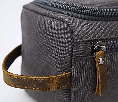 [Australia] - Men's Toiletry Bag Canvas Shaving Dopp Kit Leather Travel Bags Organizer Toiletry Kit Blue 