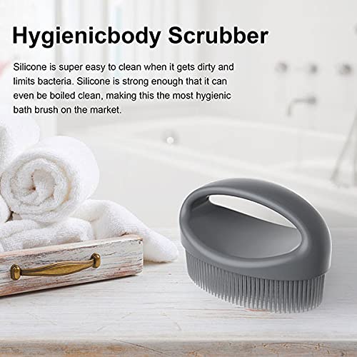 [Australia] - Silicone Body Scrubber Shower Brush Scrubbers Back Scrubber For Shower Showering Exfoliating Dry Body Brushing Skin Cellulite Brush Body Scrubbers For Use In Shower(Gray) Gray 