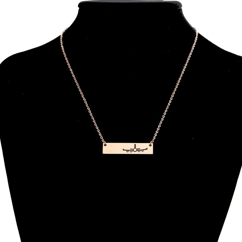 [Australia] - WUSUANED Stainless Steel Airplane Plane Bar Pendant Necklace Gift for Traver Pilot Stewardess Flight Attendant plane necklace rose gold 