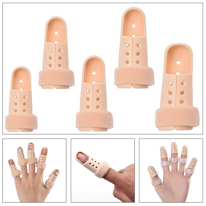 [Australia] - YANWANDEFA 5 Pcs Plastic Finger Support Protector Finger Splint Mallet Trigger Finger Splint Finger Support Protector for Adjustable Finger Immobilizer 