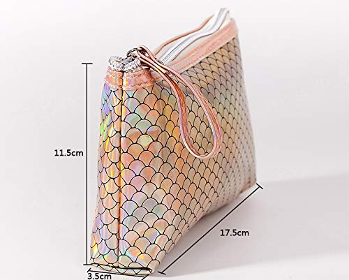 [Australia] - 2 PCS Waterproof Travel Cosmetic Pounch Makeup Laser Bag Cosmetic Organizer Toiletry Bag Set for Women Girls (Gold) Gold 