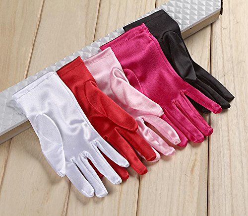 [Australia] - Silky Satin Gloves Wrist Length Adult Size For Ladies White 