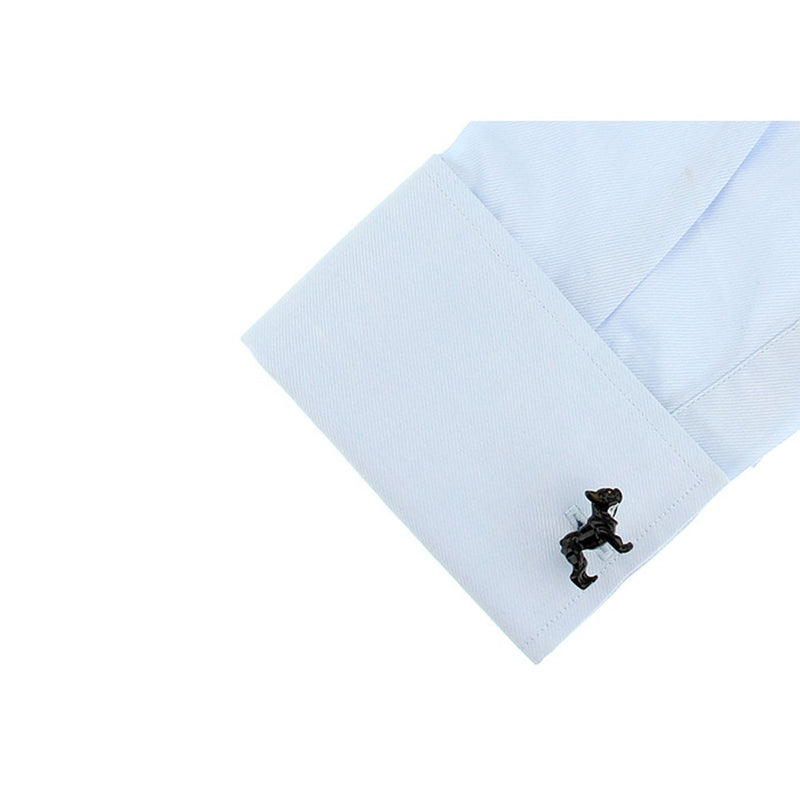 [Australia] - Painted French Black Dog Bulldog Cufflinks 