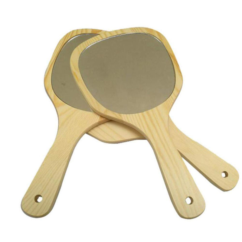 [Australia] - Lurrose Hand Mirror Wood Handheld Mirrors with Handle Wall Mounted Bathroom Mirror for Women Makeup Salon Travel (Sector Varnish - Medium Size) 