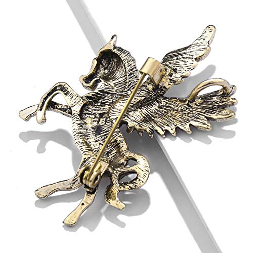 [Australia] - Flying Horse Brooches Pin for Women Unicorn Rhinestone Vintage Enamel Pin Gifts Horse Lapel Men's Animal Big Brooch Jewelry Antique gold 