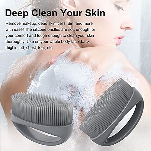 [Australia] - Silicone Body Scrubber Shower Brush Scrubbers Back Scrubber For Shower Showering Exfoliating Dry Body Brushing Skin Cellulite Brush Body Scrubbers For Use In Shower(Gray) Gray 