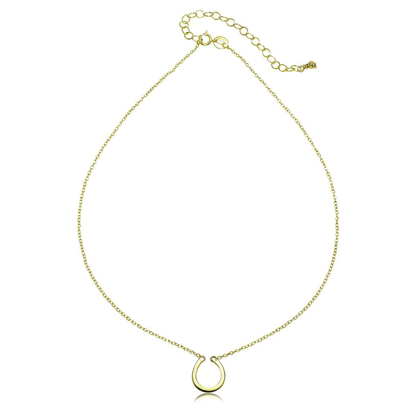 [Australia] - GemStar USA Sterling Silver Polished Horseshoe Lucky Charm Dainty Choker Necklace yellow-gold-flashed-silver 