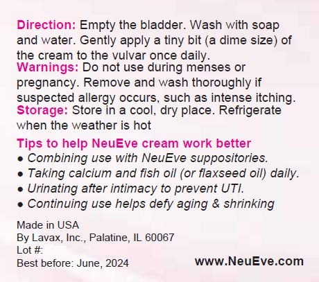[Australia] - NeuEve® Vulva Balm Cream – Hormone Free – Ease Feminine Dryness, Painful Intimacy, Itching & Odor, and Menopause-related UTI – Natural Moisturizer - Refrigerate Before Use 