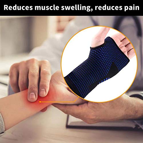 [Australia] - ABYON Wrist Compression Sleeves (Pair) for Carpal Tunnel and Pain Relief Treatment,Wrist Support for Women and Men.Breathable and Sweat-Absorbing carpal tunnel wrist brace Blue Medium 