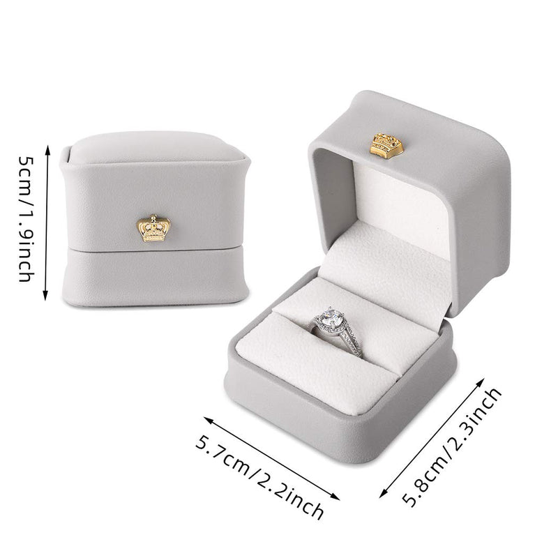 [Australia] - iSuperb 2 Pcs PU Leather Ring Box Couple Proposal Jewelry Gift Case Ring Earrings Jewelry Counter Display for Engagement Wedding Valentine's Day (Gray ring box) 2pcs Gray Ring Box 