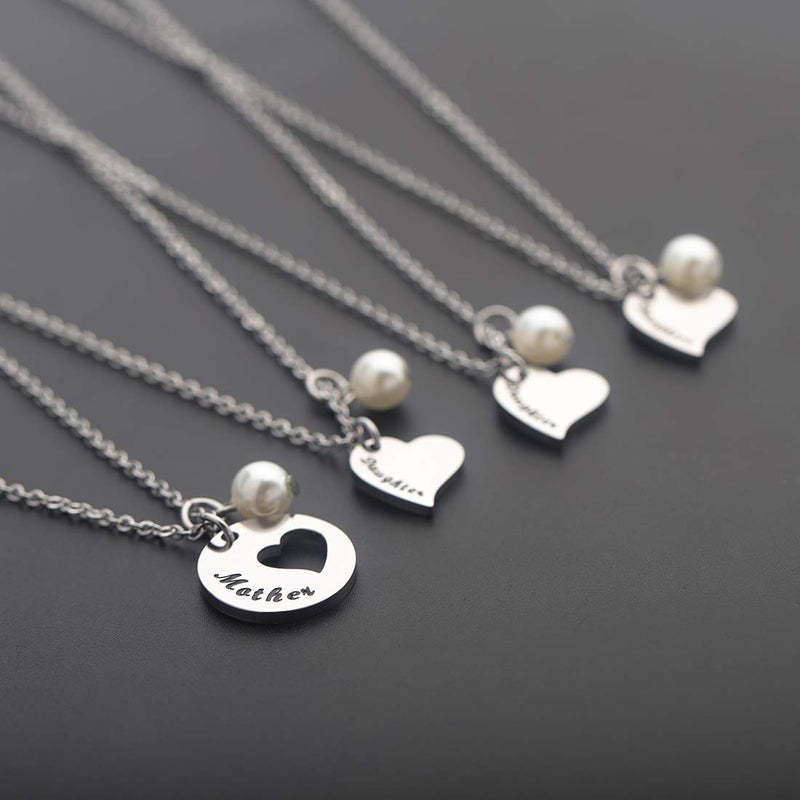 [Australia] - CHOORO Mother Daughter Heart Cutout Necklace Set of 2/3/4 Mom and Me Jewelry mother 3 daughters N 