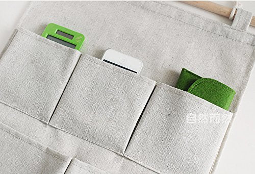 [Australia] - Over The Door Magazine Storage Pockets, Wall Door Closet Hanging Storage Bag Organizer, (5 Pockets-Nature) 