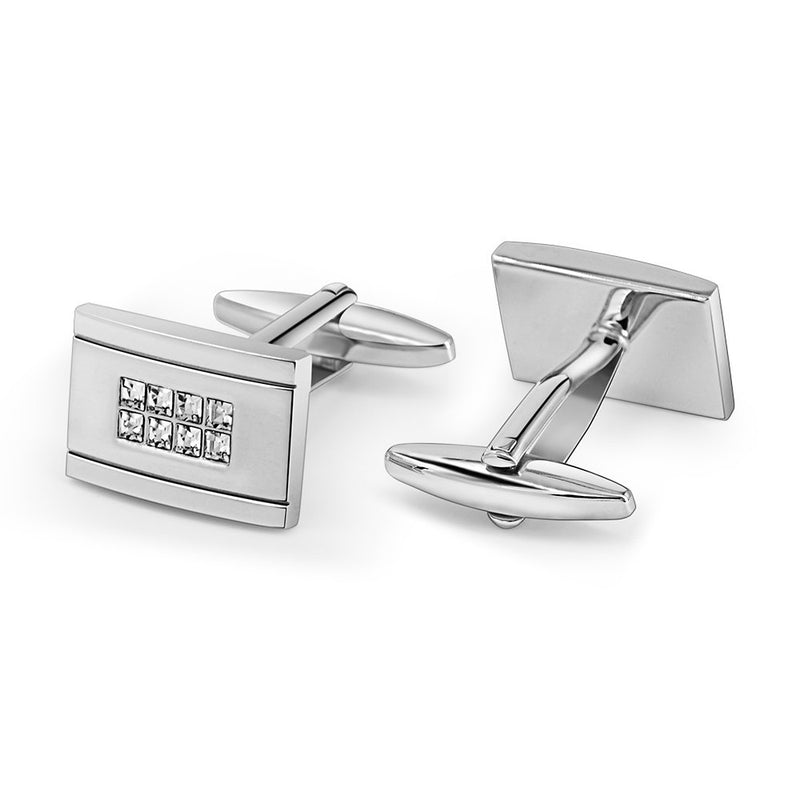 [Australia] - Mr.Van Elegant Swarovski White Crystal Cufflinks Rectangle Cuff Links Sets for Men Wedding Party Gifts 01 