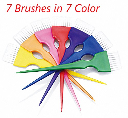 [Australia] - Colorful Hair Dye Brush and Bowl Set, Rainbow Hair Coloring Brush Bowl Set-7 Color by Perfehair 