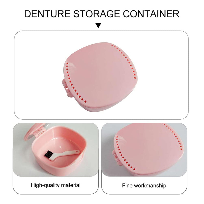 [Australia] - HEALLILY Denture Cup Denture Bath Case False Teeth Container Denture Brush Retainer Box for Denture False Teeth Cleaning Storage 