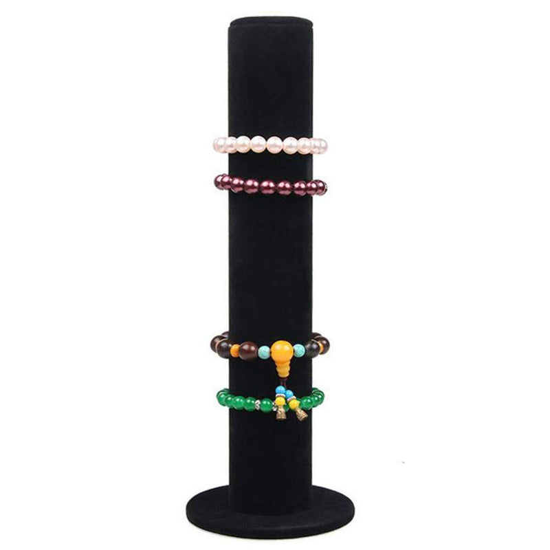 [Australia] - JANOU Velvet Jewelry Tower Vertical Bracelet Display Stand Bangle T-Bar Rack Closet Organizer Tower Scrunchie Hair Band Display Holder (12 in, Black) 