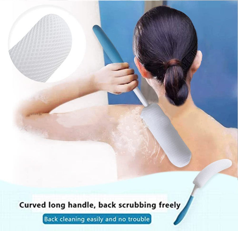 [Australia] - NatureMan Long Handled Bath Brush,15.35 Inches Bath Body Brush, Easy Reach Anti-Slip Curve Handle Body Brush for Seniors,Suitable for Elderly/Pregnant Aid Bathing and Shower 