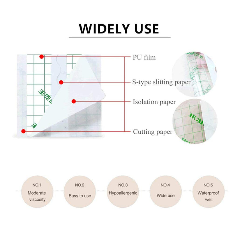 [Australia] - 50 Pcs Waterproof Transparent Adhesive, Wound Dressing Tape Fixer Plaster Stretch Fixation Tape Tattoo Aftercare Bandage （10cmX12cm） 
