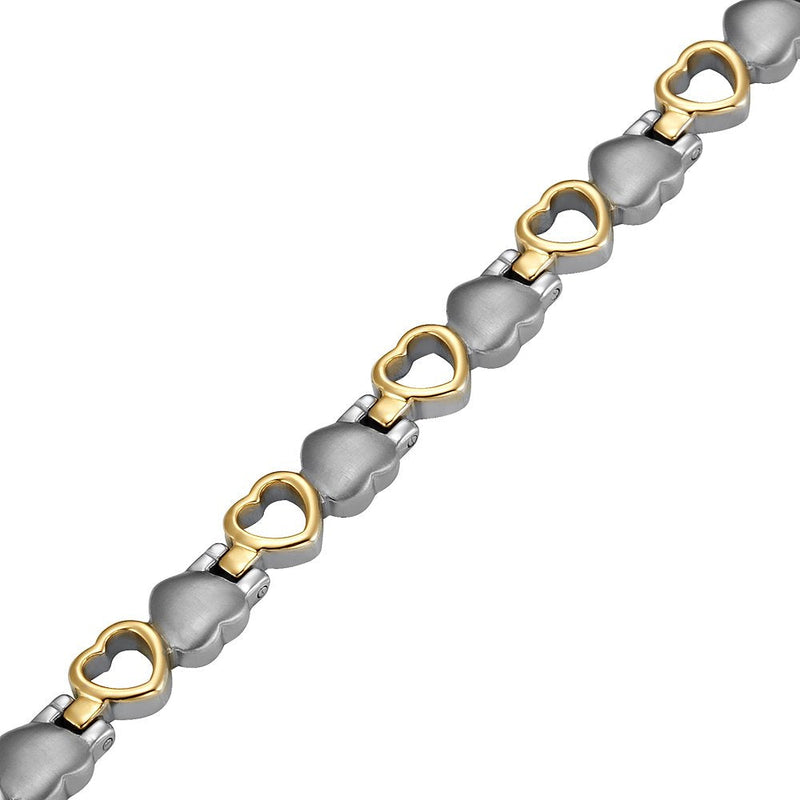 [Australia] - Willis Judd New Ladies Love Heart Design Titanium Magnetic Bracelet in Black Velvet Gift Box + Free Link Removal Tool 