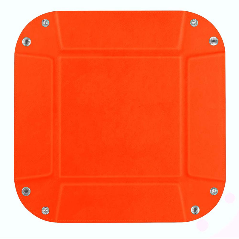 [Australia] - Avecell Valet Tray Desktop Storage Organizer, PU Leather Watch Box Wallet Coin Change Key Catchall Tray (Orange) Orange 