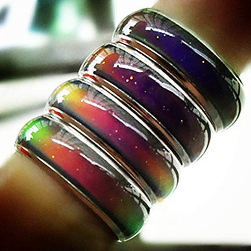 [Australia] - 2 Pcs 6MM Comfort Fit Stainless-Steel Color Changing Heart Mood Ring Wedding Band Anniversary Promise 6 
