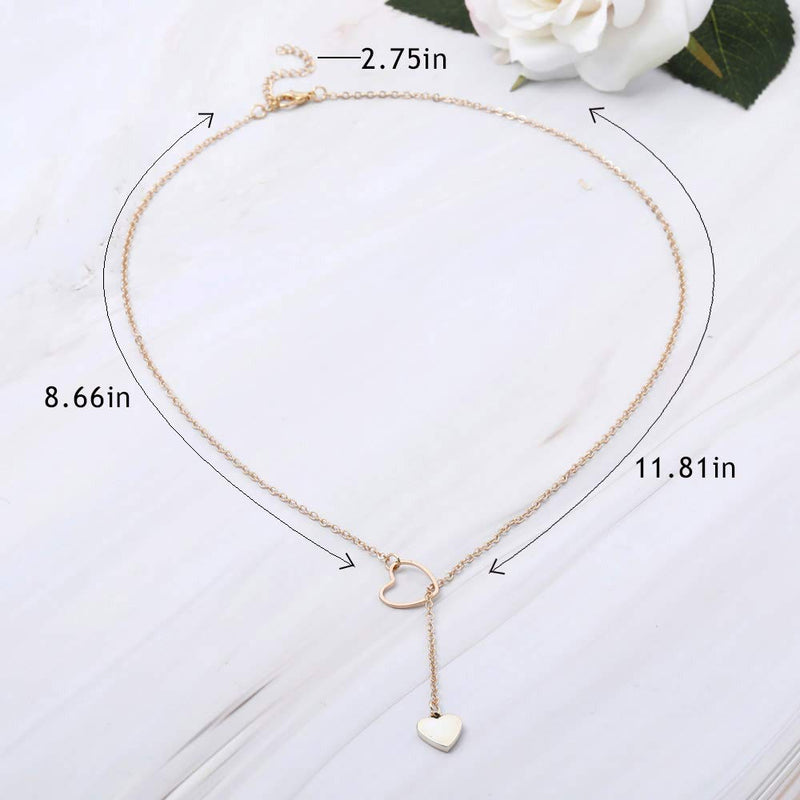 [Australia] - Adflyco Boho Heart Necklace Love Pendant Necklaces Chian Jewelry Adjustable for Women and Girls (Gold) Gold 
