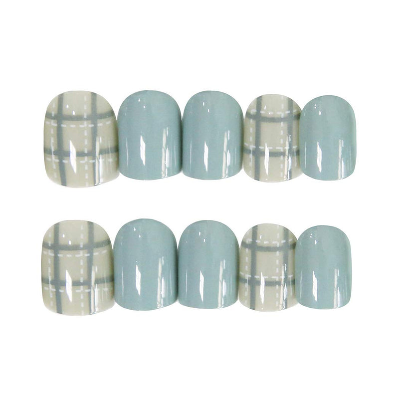 [Australia] - Jozape Glossy Press on Nails Blue Short Oval Fake Nails Artificial Full Cover False Nails for Women and Girls (24Pcs) 