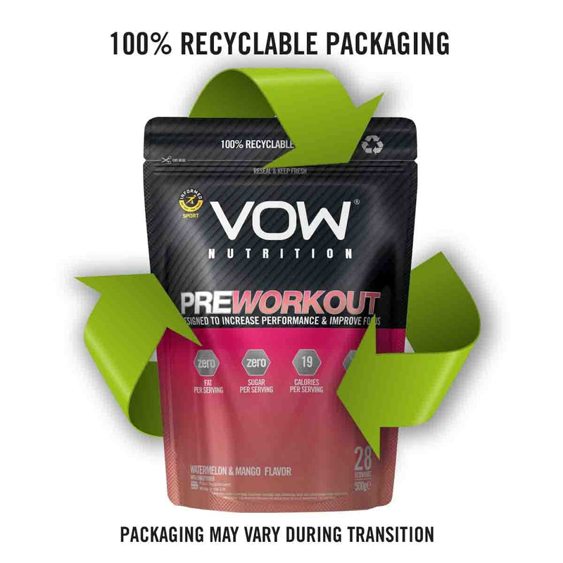 [Australia] - VOW Pre Workout Advanced Complex with Creatine, Beta Alanine, Caffeine, Improve Energy & Focus (Watermelon & Mango) Watermelon & Mango 