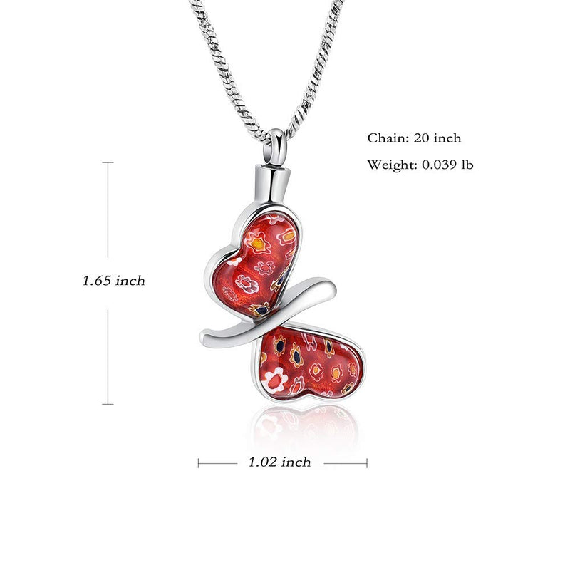 [Australia] - Yinplsmemory Cremation Jewelry Butterfly Urn Necklace for Ashes for Women Ashes Keepsake Memorial Jewelry for Human/Pet Ashes Red a 