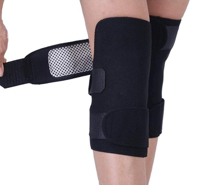 [Australia] - CTHOPER 1Pair Self Heating Knee Brace Sleeve, Adjustable Tourmaline Magnetic Therapy Knee Pad Support with Open Patella Stabilizer 
