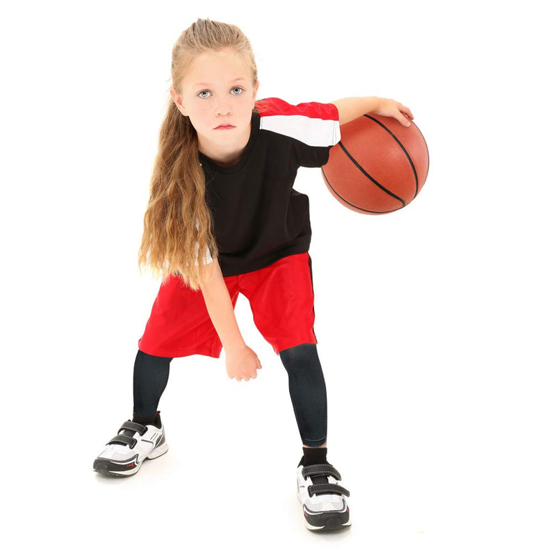 [Australia] - Long Leg Sleeves for Kids - Luwint Comfortable Non-Slip UV Protection Thigh Calf Brace Support for Basketball Running Cycling, 1 Pair (Black S) S （8-9 Yrs Old） 