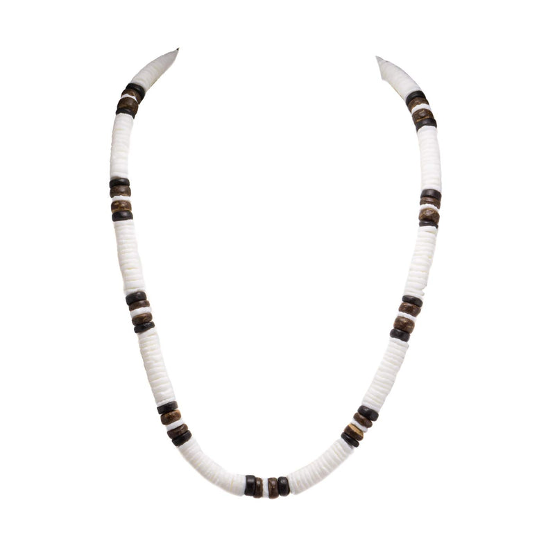 [Australia] - Puka Shells Necklace with Coconut Wood Beads Brown 