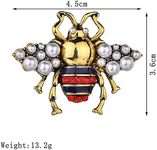 [Australia] - VIEEL 2 Pack Rhinestone Pearl Bee Brooch Pins Honey Bee Pendant/Brooch Fashion Crystal Insect Pins Golden or Silvery for Women Gold+Red 