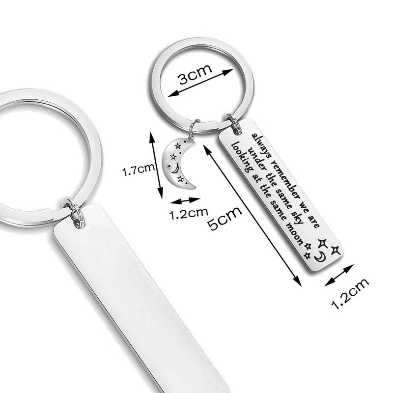 [Australia] - Long Distance Relationship Gifts Always Remember We Are Under The Same Sky Looking At The Same Moon Friends Bff Key Chain Gift for Husband Boyfriend 
