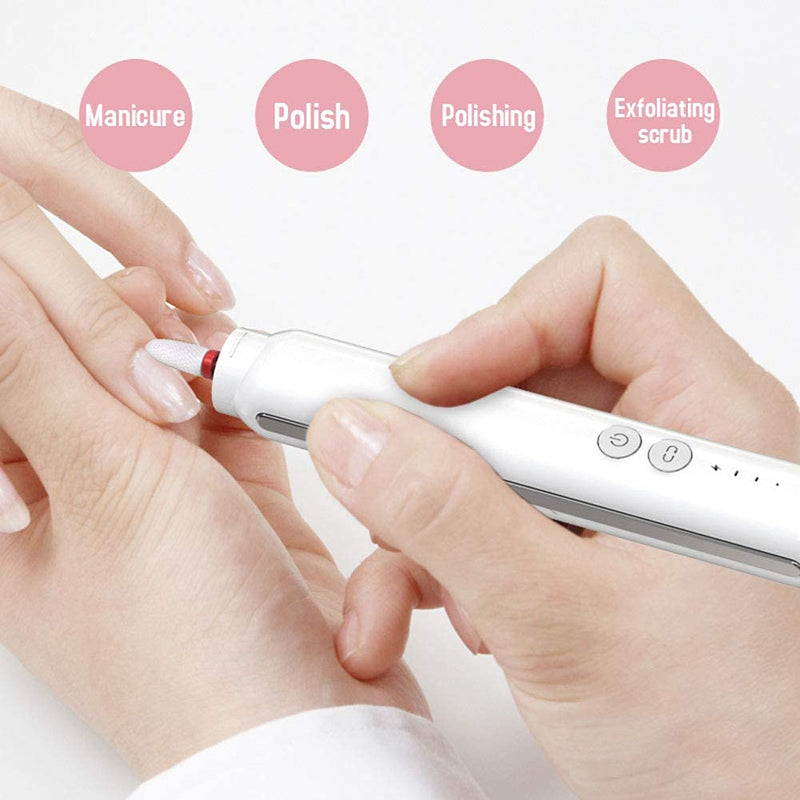 [Australia] - Acrylic Nail Kit | Electric Nails Drill File Professional for Gel Polish Manicures Pedicure Tools with USB Cable (White) 