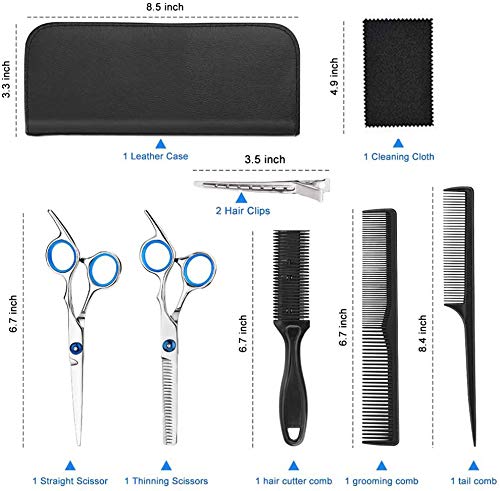 [Australia] - Hair Cutting Scissors, Haircut Scissors Kit Thinning Shears Kit for Home, Barber, Salon Silver 