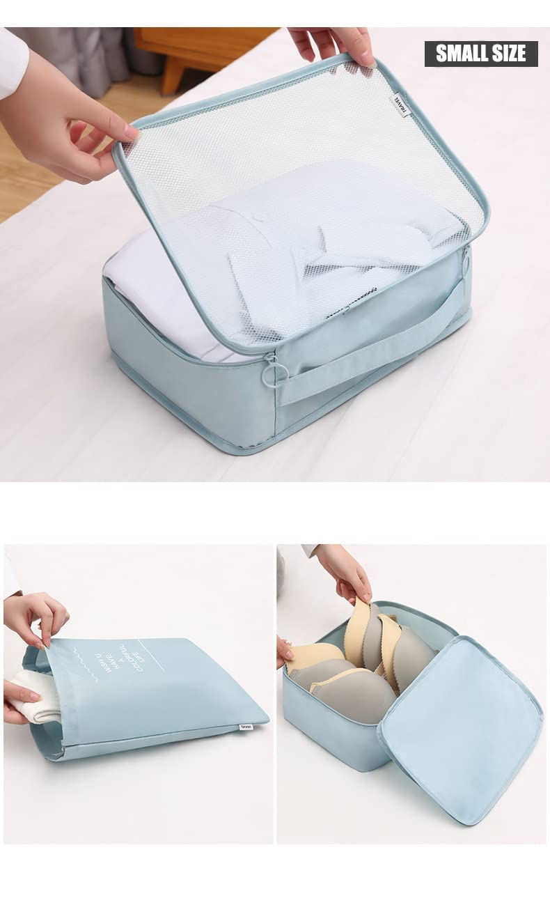 [Australia] - 8 pcs Packing Cubes Set, Travel Luggage Organizer Storage Bags Suitcase Packing Cases Including Updated Toiletry Bag, Laundry Bag & Shoes Bag (Grey) Grey 